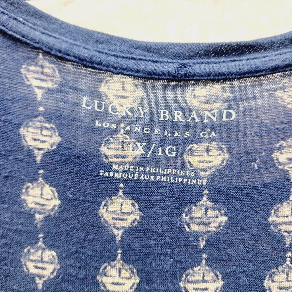T-Shirt Navy Mandala Boho Whimsycore Festival Y2K Resortwear Artsy Travel Sz 1X - Picture 7 of 8